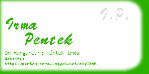 irma pentek business card